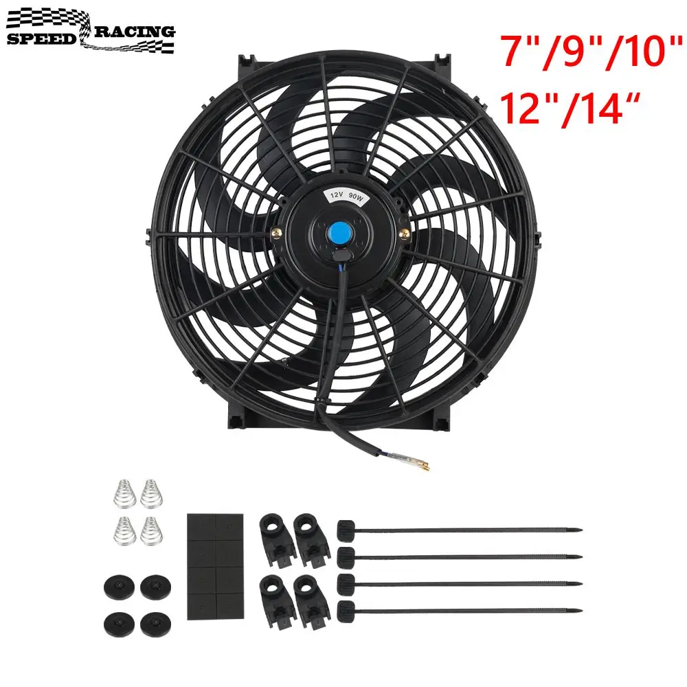 Universal 7Inch 12V 80W 2100RPM Car Air Conditioning Electronic Radiator Cooling Fan Blade Electric Cool MountingKit