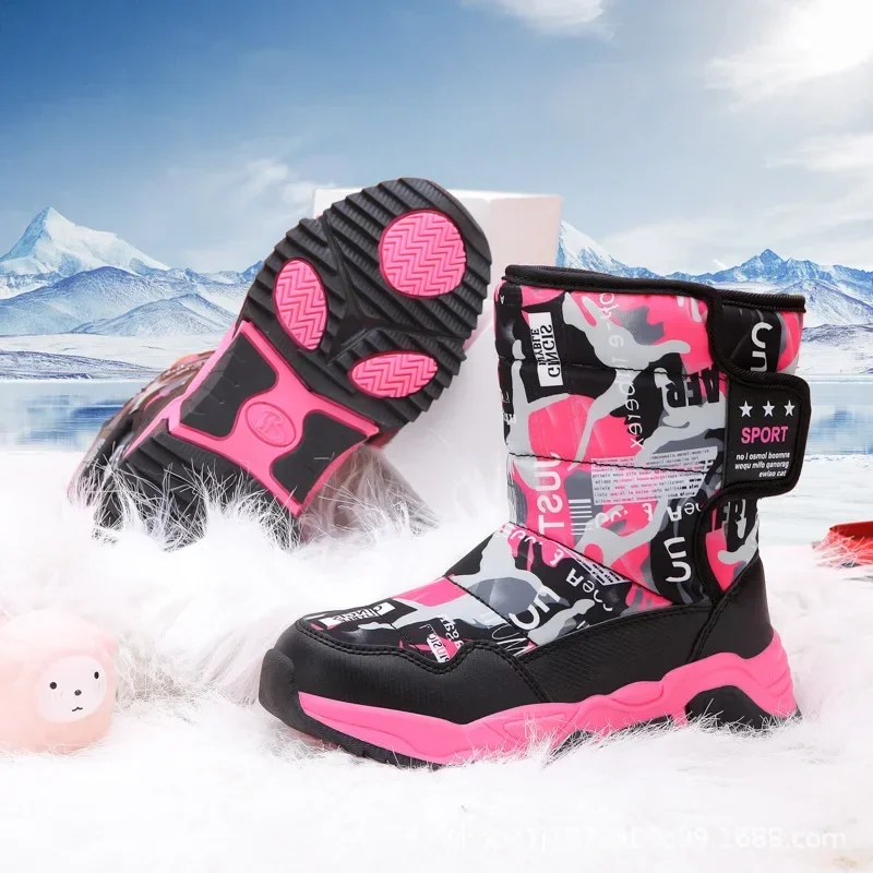 Children Plush Shoes Winter Snow Boots Kids Boys and Girls Warm Shoes From 5 To 9Y Footwear Size 31-43# From 5 TO 12Y