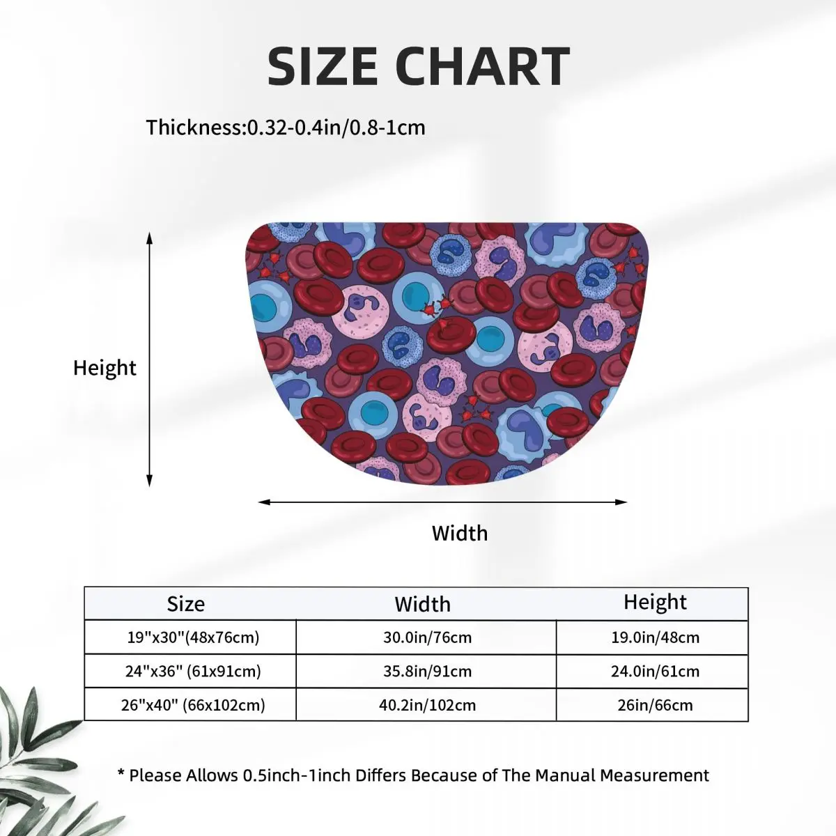 Hematology Blood Cells Medical Laboratory Scientist Soft Flannel Half Round Doormat Non Slip Bathroom Mat Absorbent Floor Carpet