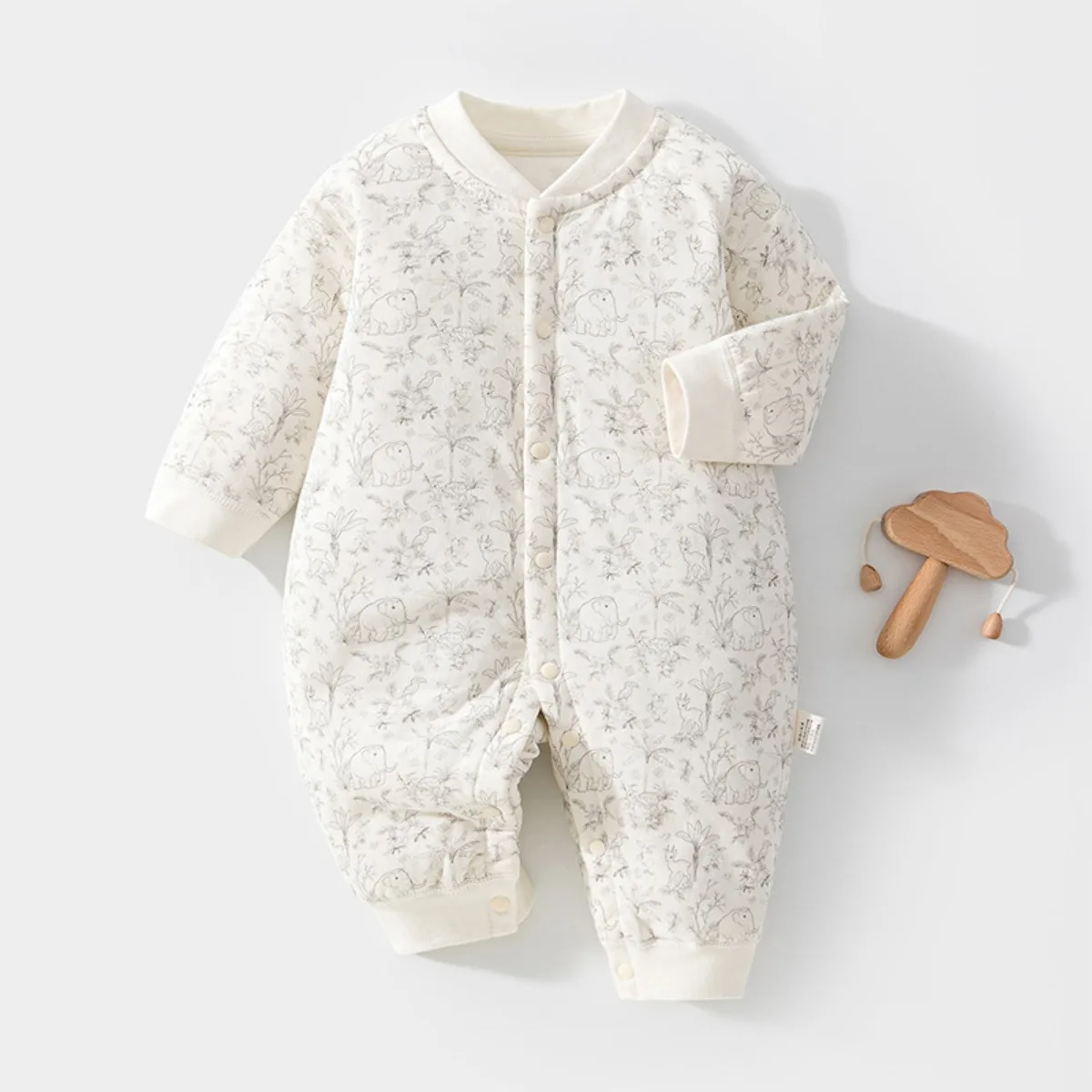 Autumn Winter Baby Romper Soft Cotton Fabric Lightly Padded Long Sleeve Onesie Cute Print Infant Sleepwear 0-18M Unisex