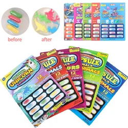 12pcs/set Creative Soaking Water Expands To Large Sponge Capsule Toys Dinosaur Sea Animal Shape Kids Bath Swimming Puzzle Toys