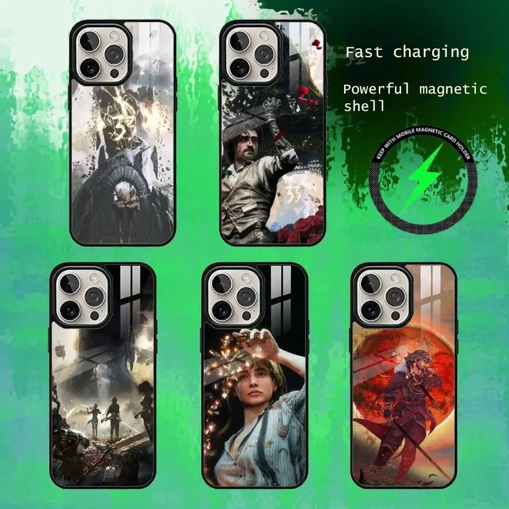 

C-Clair O-Obscur E-Expedition-33 Phone Case For iPhone17,16,15,14,13 Plus,Pro Max Magnetic For Magsafe Wireless Charging