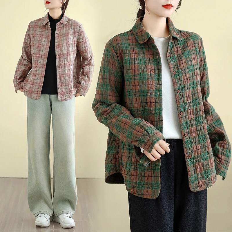 

Облегающее хлопковое пальто с цветочным узором, легкое повседневное пальто с воротником для женщин, зимнее модное пальто против морщин