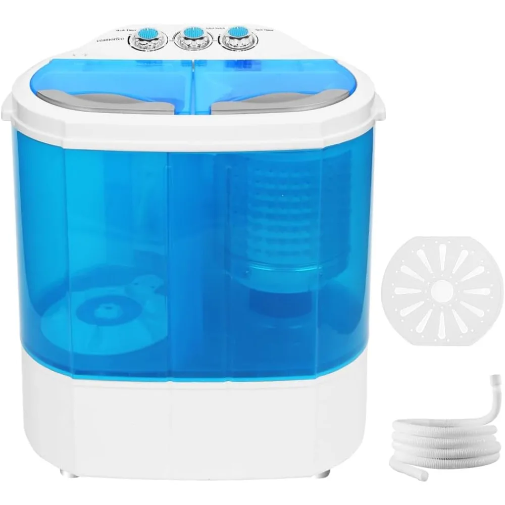 Portable Mini Washer 13lb Portable Washer Compact Twin Tub Machine Spinning and Washing Combo 6.57 FT Inlet Gravity Drain Hose