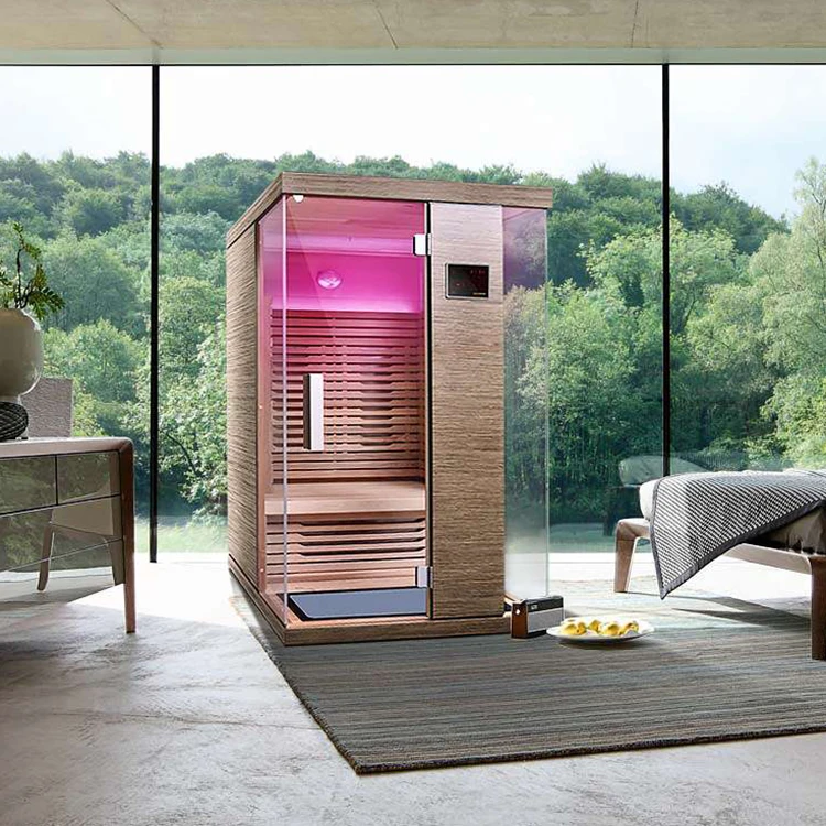 For Saunaking One Person Indoor Wooden Hemlock Cedar Sauna Capsule Spa Sauna Room Hammam Dry Infrared Sauna Spa