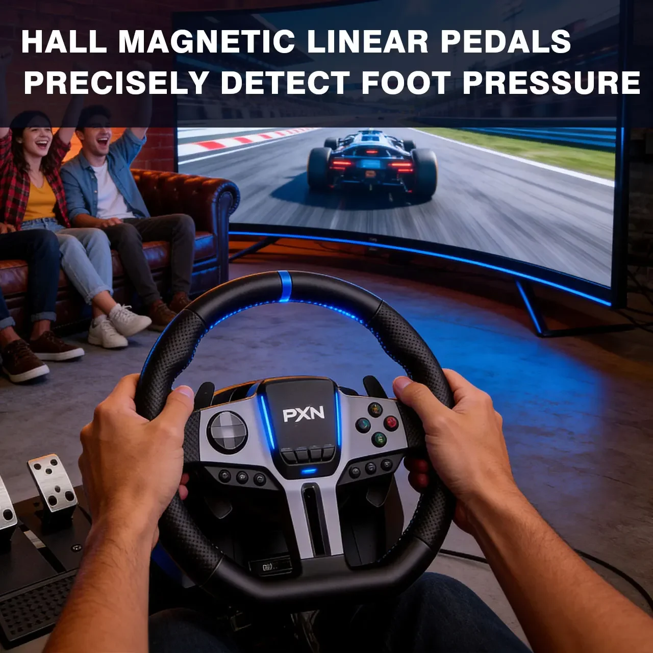 PXN V9 Gen2 Racing Steering Driving Wheel 270°/ 900° Vibration Gaming Steering Wheel for PS4,PC,PS3,Xbox Series X|S, Xbox One view 4