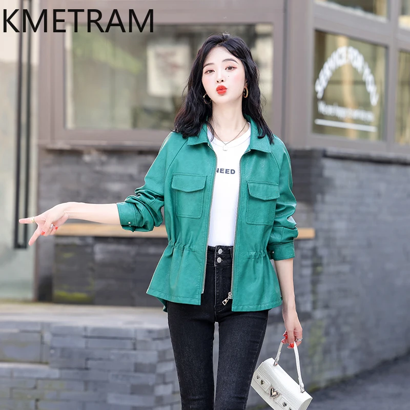  KMETRAM Genuine Sheepskin Leather Jacket Women Spring Autumn Short Odzież damska Korean Slim Womens Coat 2024 Chamarra Mujer