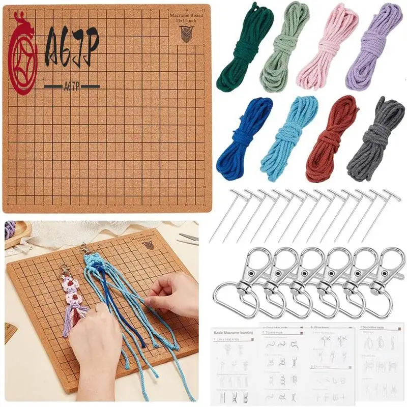 

A67P-Macrame Board And Pins,Braiding Board With Instructions, Cotton Threads And Clasps, Macrame Kit For Cording Bracelet
