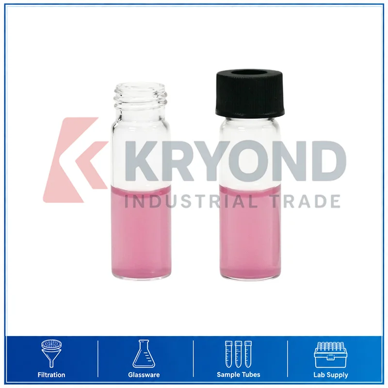 Generic 4mL Clear Chromatography Vial 13mm Black Open Top Cap Autosampler Sample Bottle Lab Vial HPLC GC 13 425 Thread 100PCS