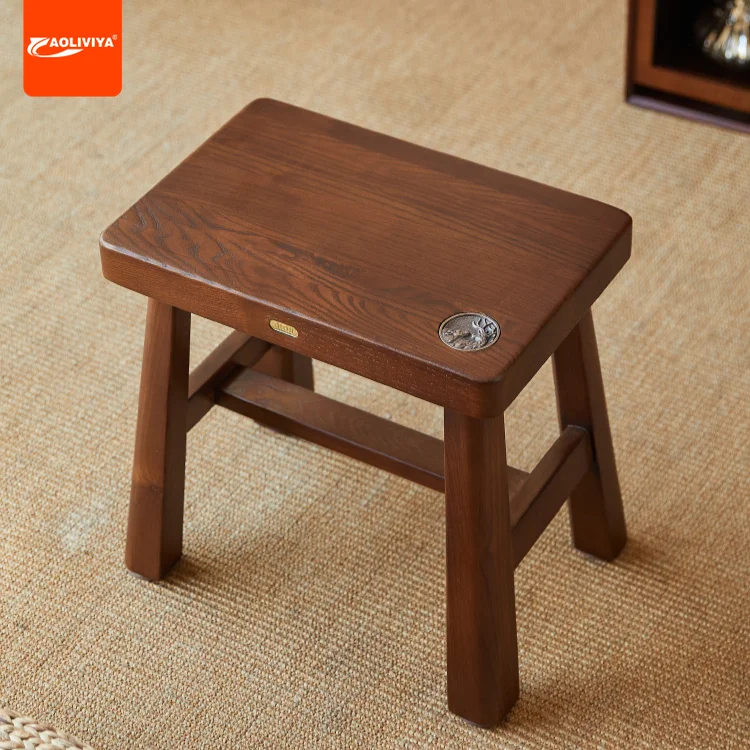 Aoliviya American-Style Solid Wood Stool Home Doorway Hallway Shoe Changing Stool Living Room Coffee Table Low Stool Small Bench