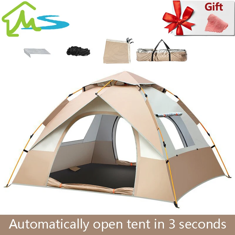 

Outdoor Automatic Quick Open Tent Rainfly Waterproof Camping Tent Family Tourist Tent Instant Setup Tent with Carring Bag