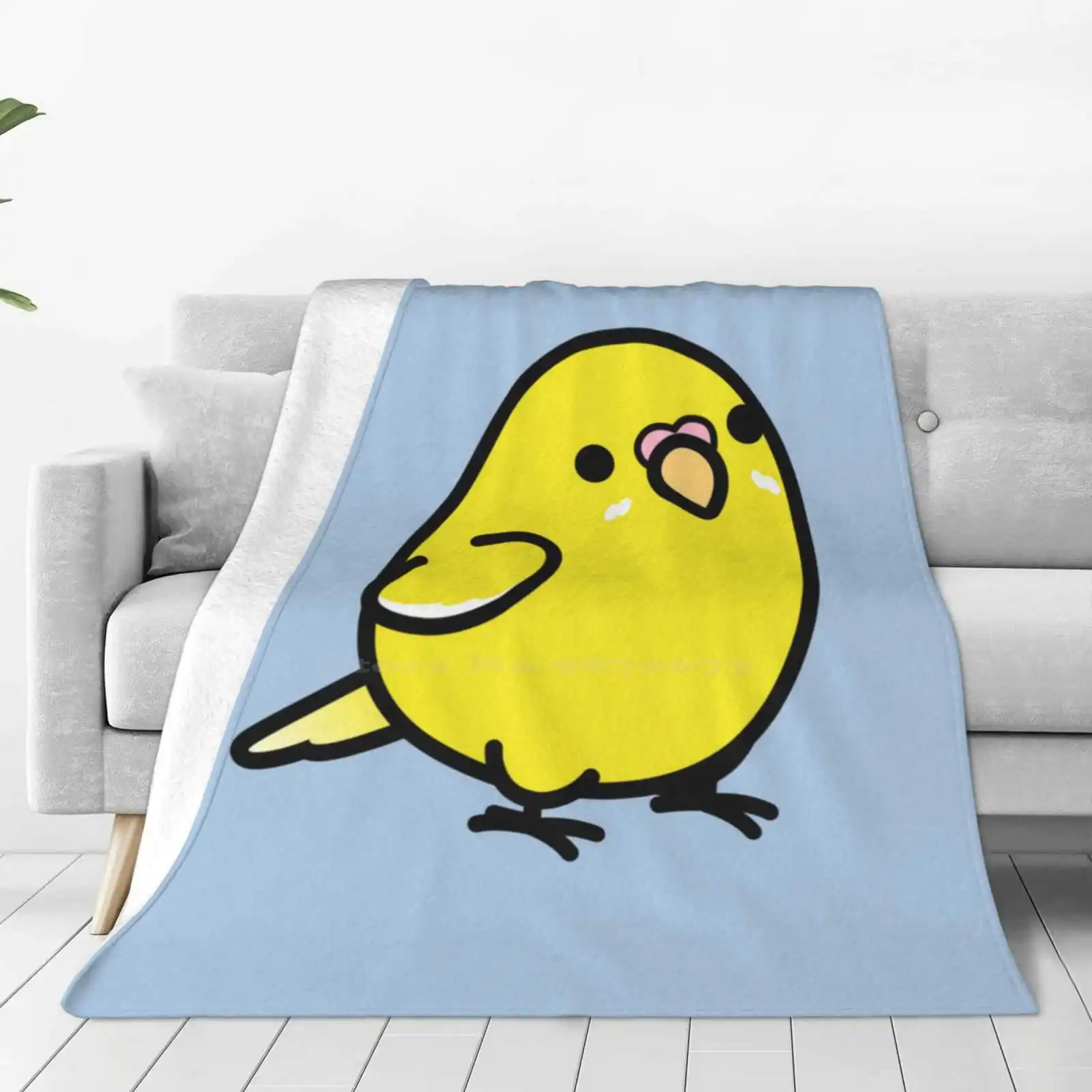 Chubby Yellow Lutino Budgie Parakeet Creative Design Comfortable Warm Flannel Blanket Yellow Budgie Lutino Parakeet Parrot