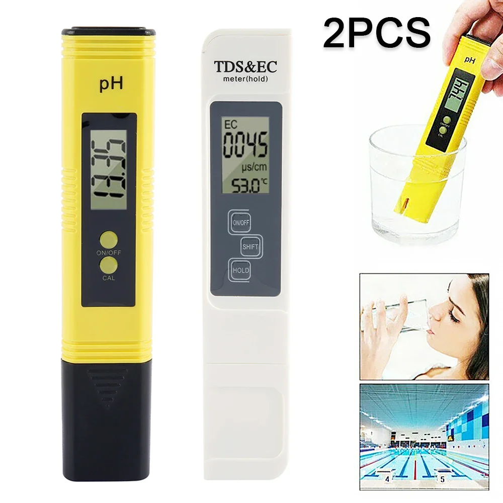 

High Accuracy TDS Meter Digital Water Tester Digital 0-14 PH Meter Tester 0-9990ppm TDS&EC LCD Water Purity PPM Aquarium Filter