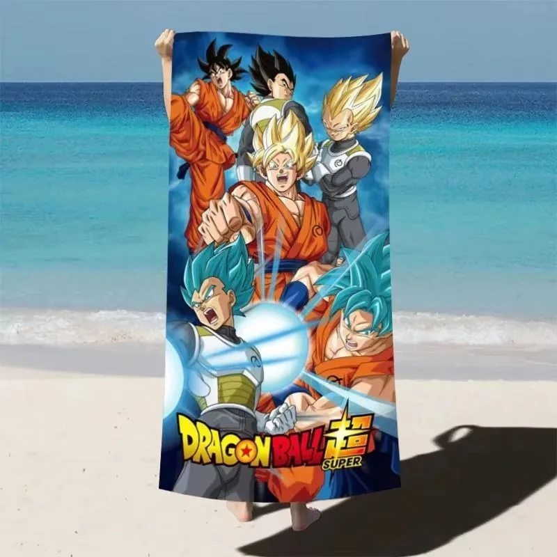 Dragon Ball Goku Meninos e Mulheres Moda Cartoon Criativo Anime Impressão Respirável Secagem Rápida Praia Natação Esportes Toalha de Banho Macia