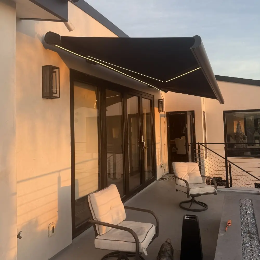 Custom Made 3 X 3 3 X 4 4 X 5 M Full Cassette Electric Folding Arm Awning Retractable Patio Canopy Multi Function Outdoor Awning