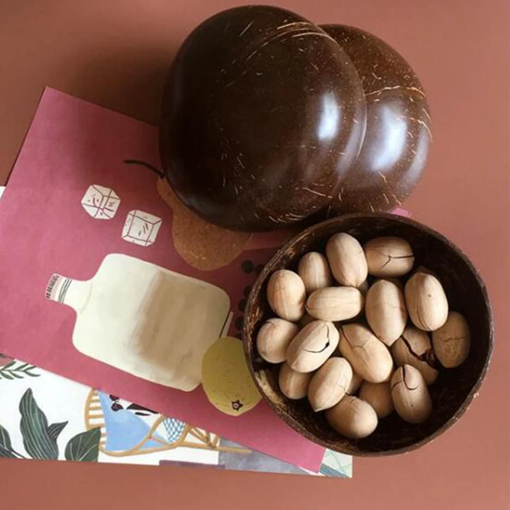 

2 Pcs Coconut Shell Bowl Salad Bowls Candy Serving Handmade Natural Fruit for Kitchen Counter