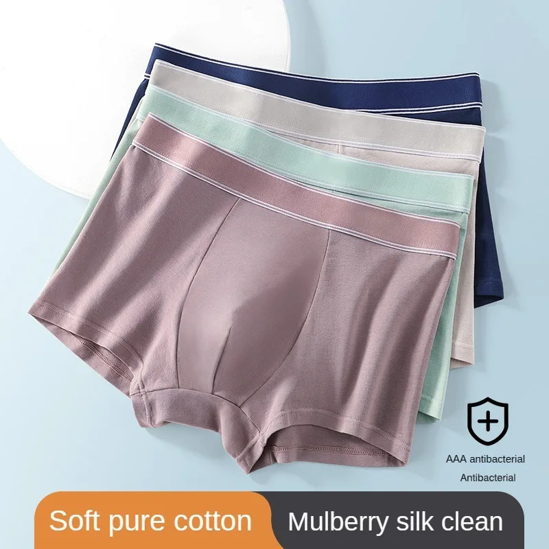 3PCS Men's Panties Briefs Sports Breathable Pure Cotton Large Size Panties New in Underwear for Men Shorts Boxer Underpants Gift