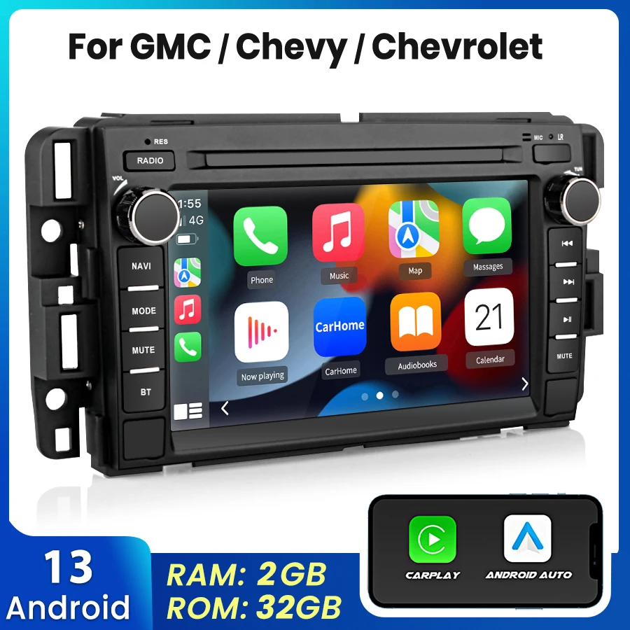 

Junsun Wireless CarPlay for Apple Android Auto Autoradio for GMC Chevrolet Chevy Car Radio Stereo Multimedia GPS Head Unit
