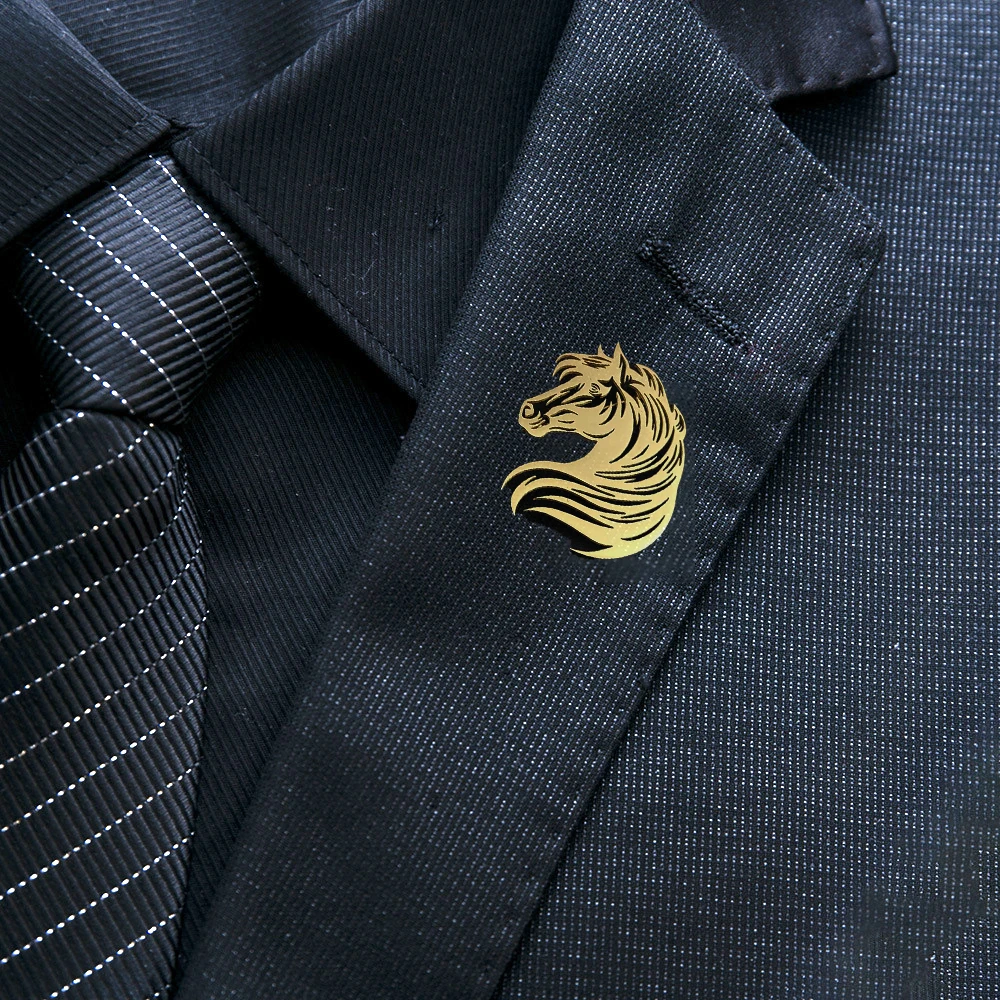 Creative animal horse head stainless steel brooch stylish suit lapel pin clothing bag badge gift for friends