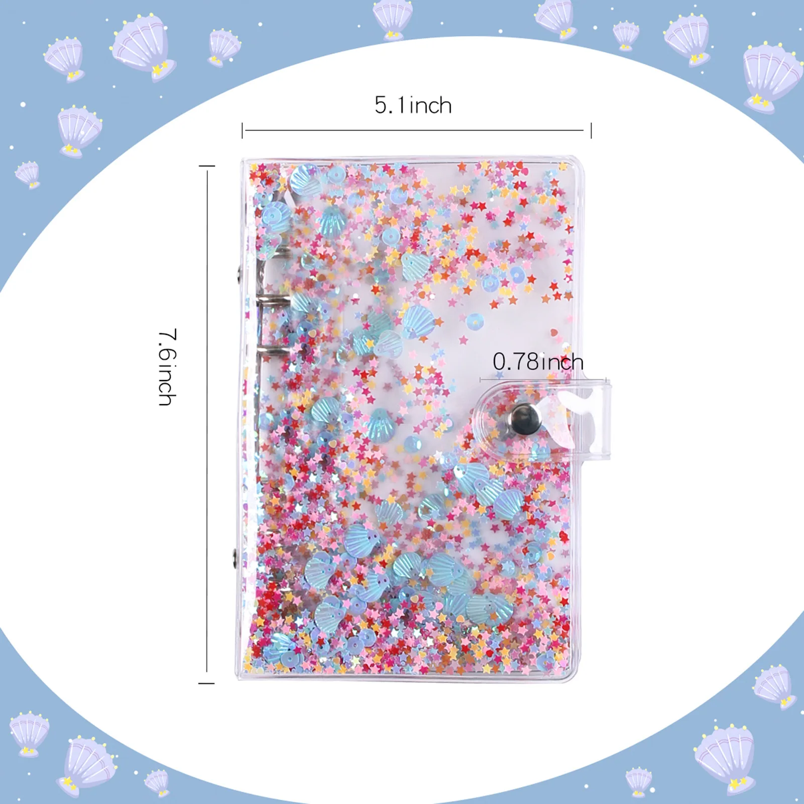 A6 Soft PVC 6 Rings Binder Cover Clear Budget Binder Cute A6 6-Hole Planner Binder Cover