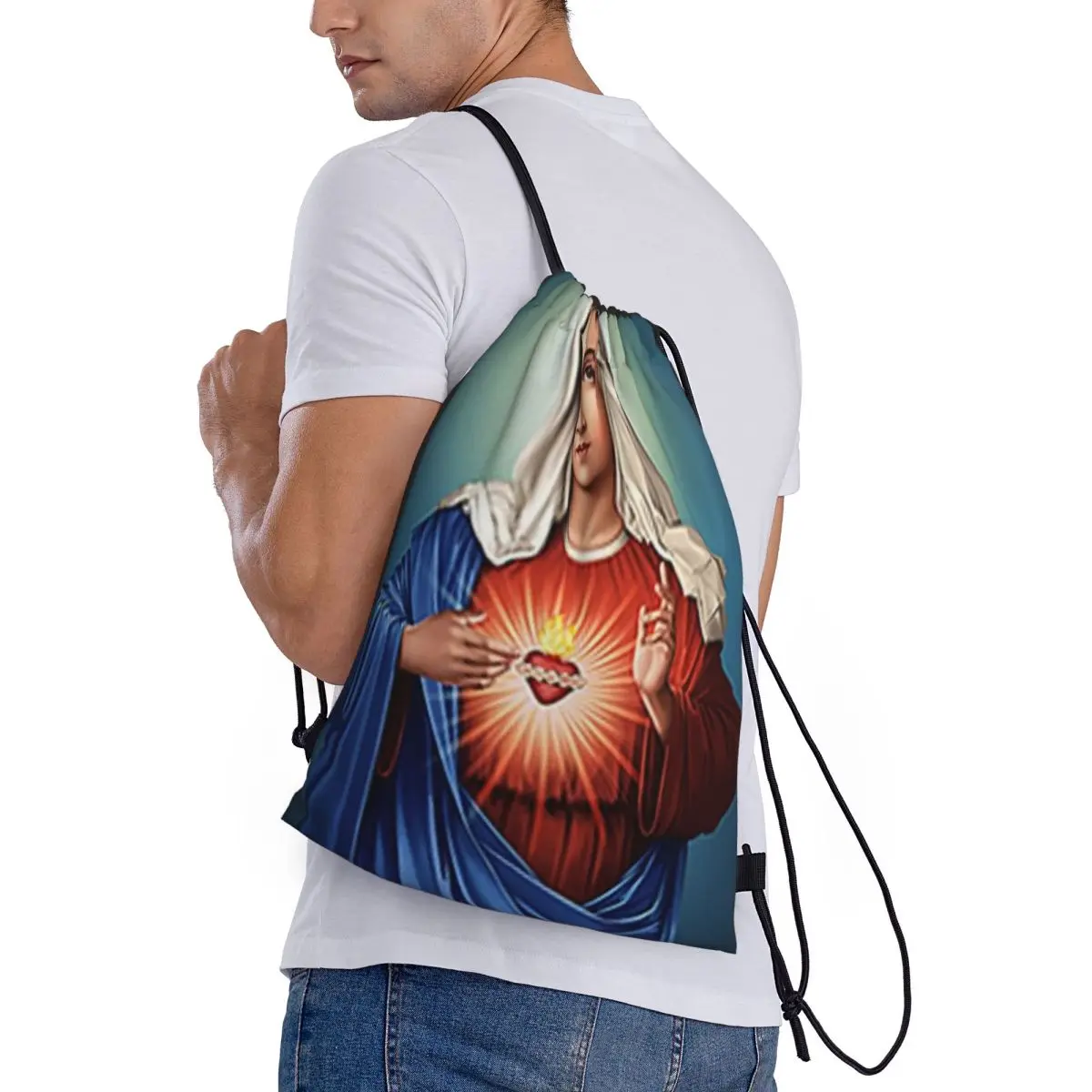 

Рюкзаки с изображением Чистого Сердца Девы Марии, модные сумки на шнурке, сумки для хранения, сумки для книг, сумки для путешествий и школы