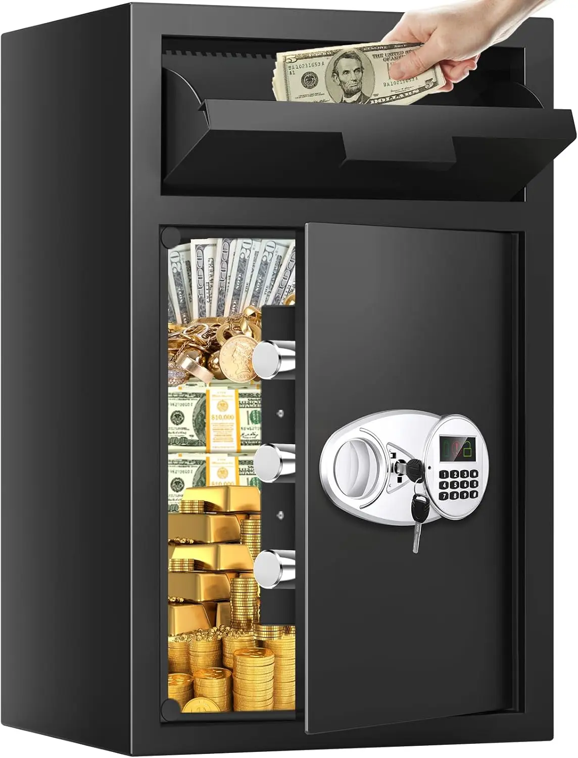 

Очень большой сейф для бизнеса 5,2 CU FT, противоугонные сейфы для денег с цифровой клавиатурой и запасными клавишами, сверхмощные де