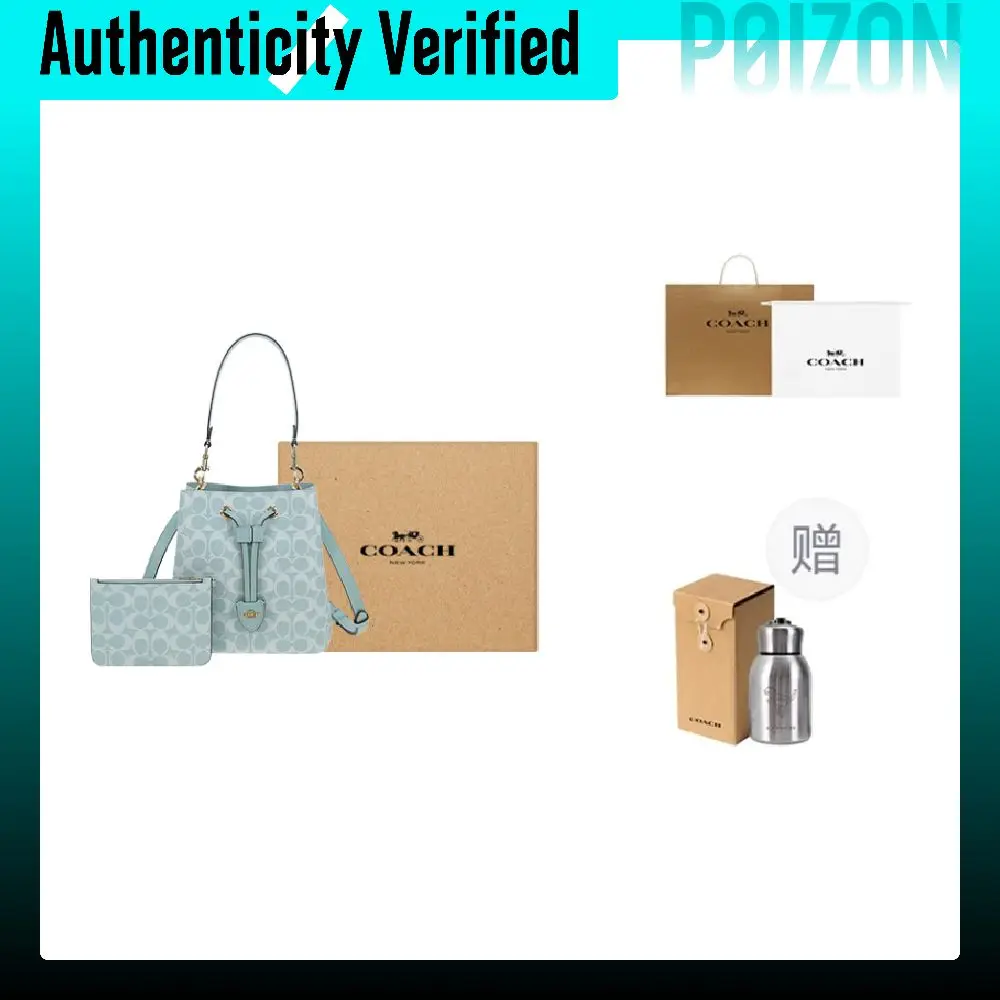 COACH Rowan Artificial Leather Bucket Bag Handbag Small Women's Light Blue CEZ36-IMXUM