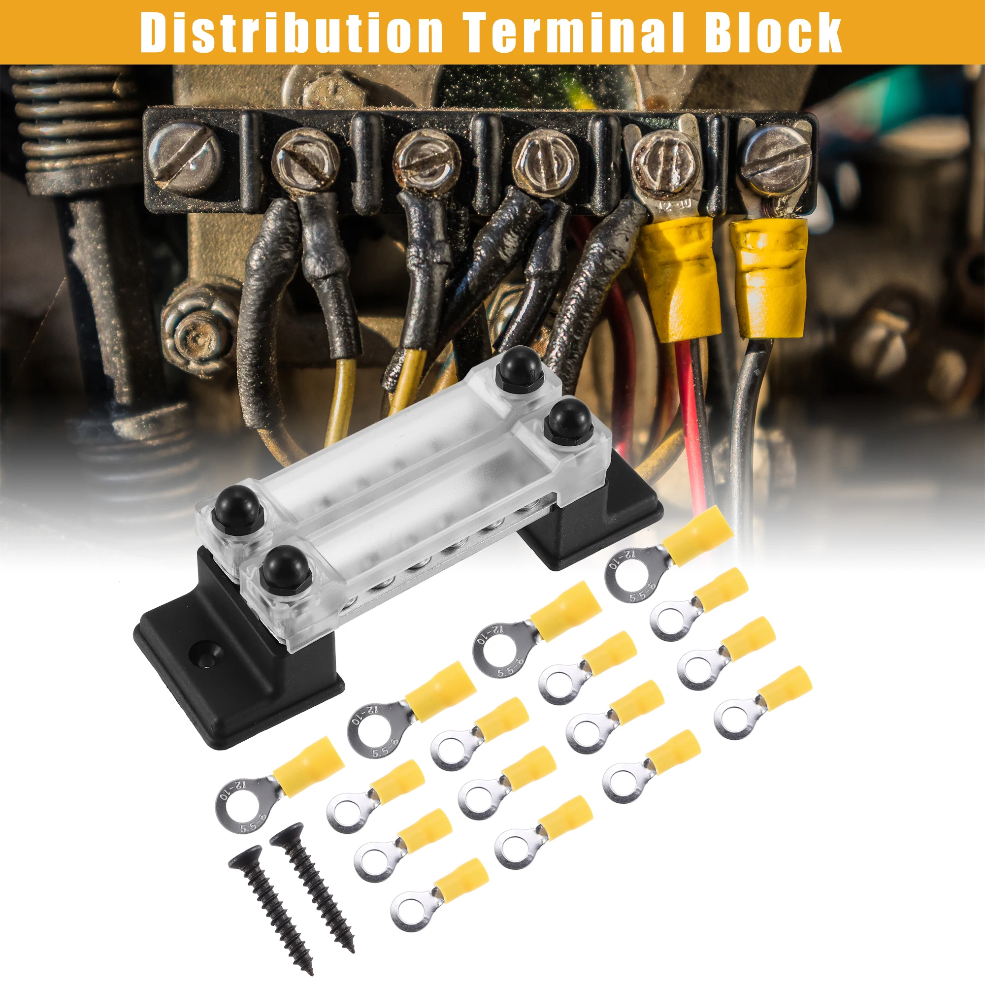 

UXCELL 6-контактный двухрядный клеммный блок шины 150A Автоматическая шина распределения питания лодки