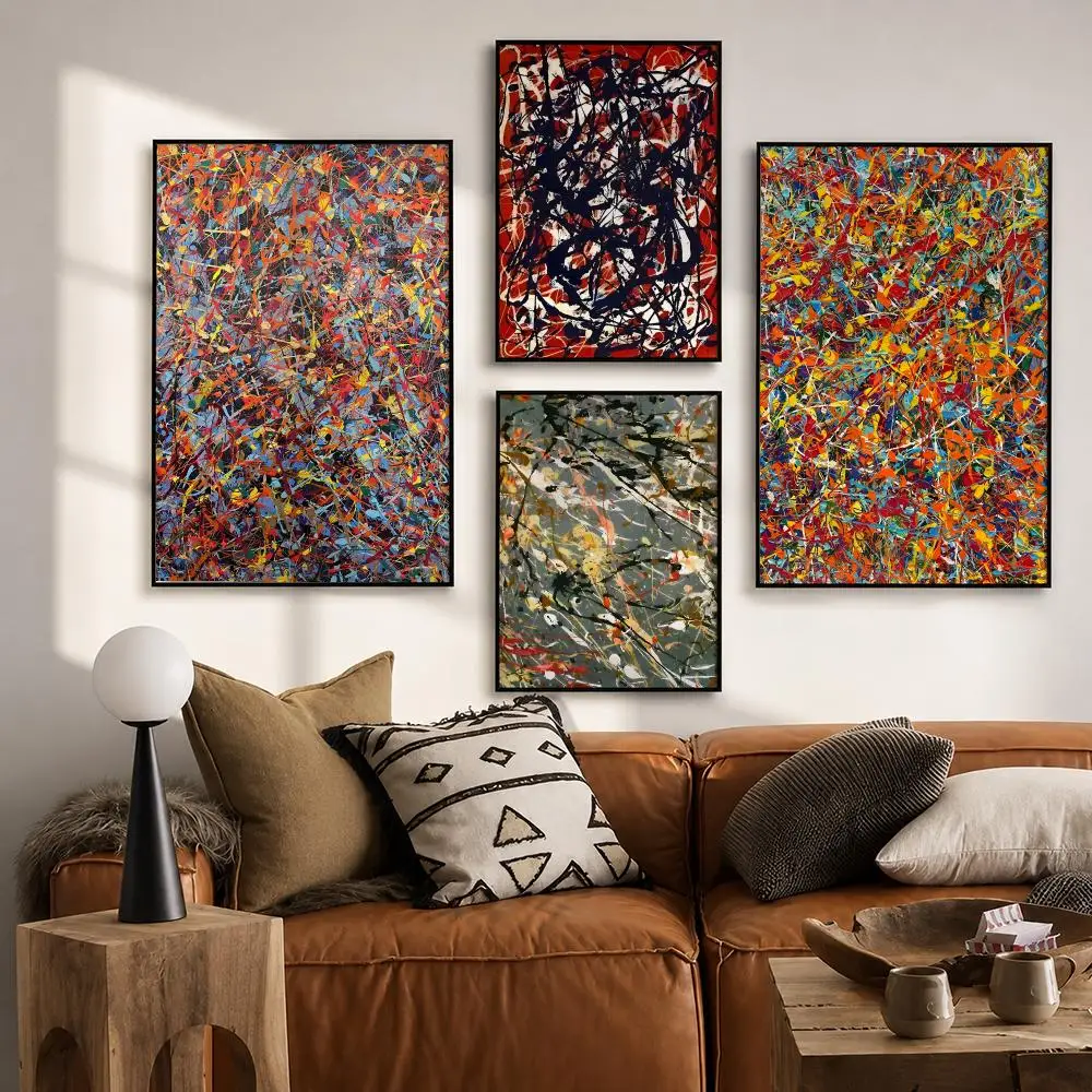 Retro Jackson Pollock Art Poster HD poster wall art self-stick no-residue for home cafe office great gift