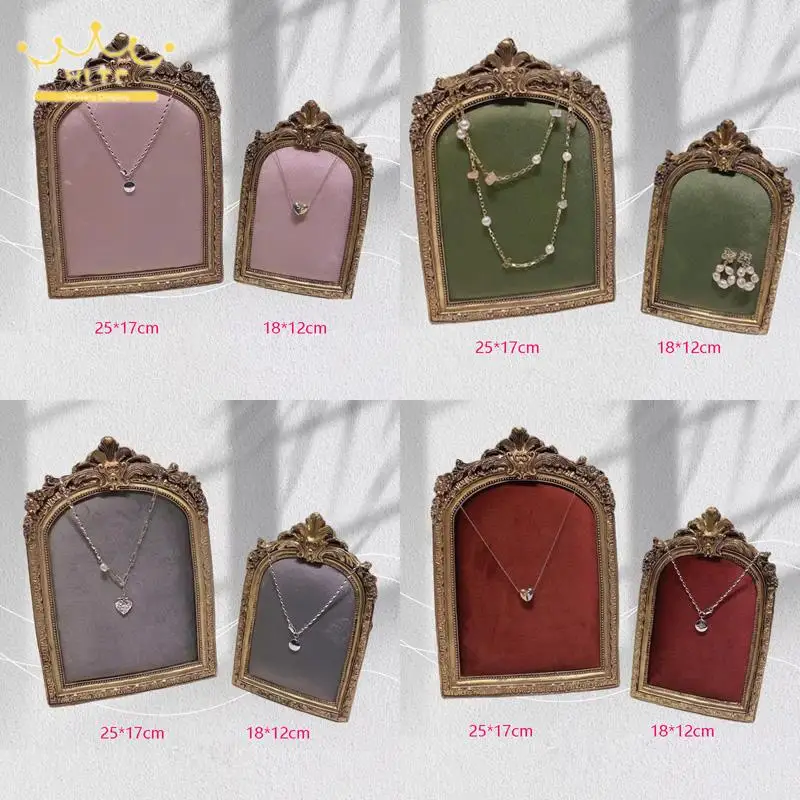 

Retro Resin Velvet Earring Display Tray Picture Frame Shape Jewelry Organizer Stand Necklace Chain Storage for Jewelry Store
