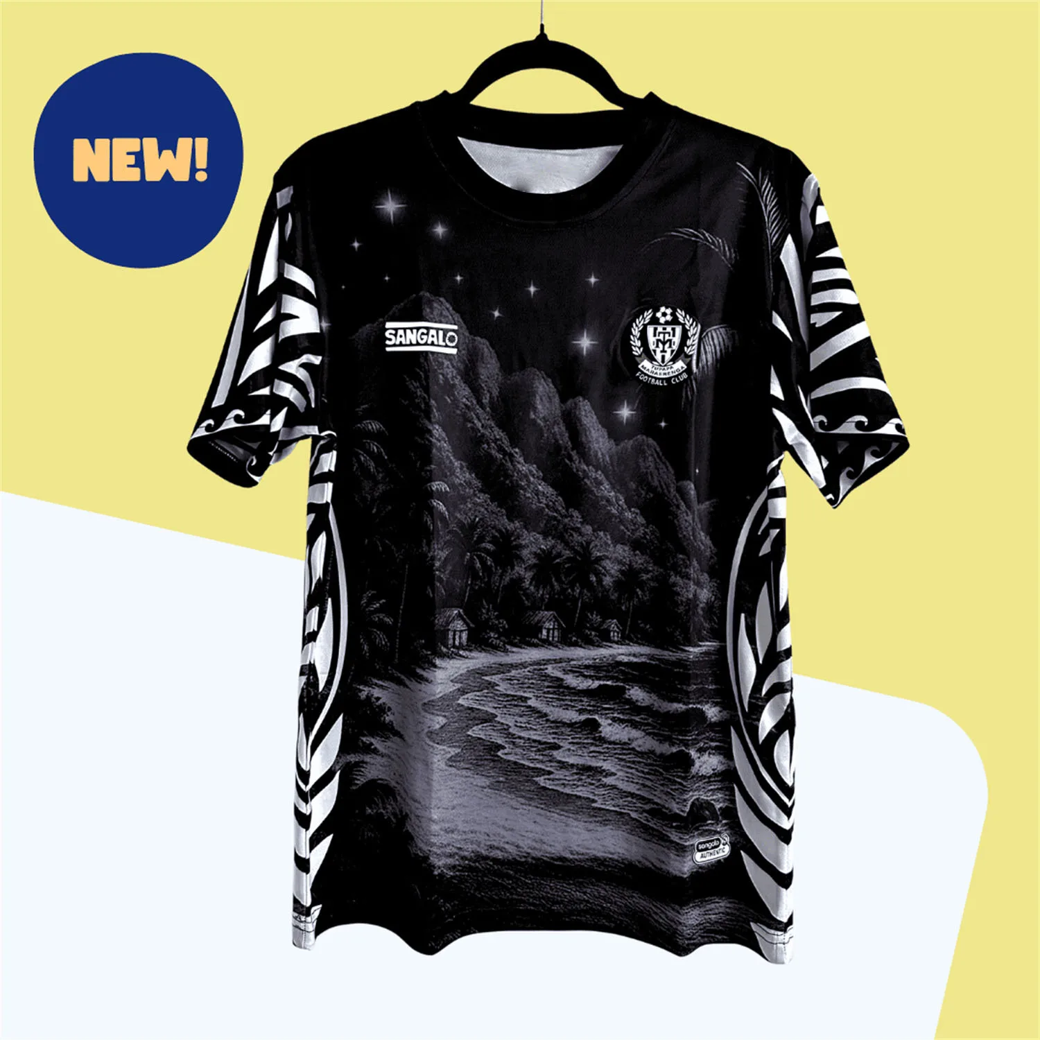 2026 Men's Tribal Beach Soccer T-Shirt, Crew Neck Tee, Night Scene Print, Sporty Casual Streetwear Clothing