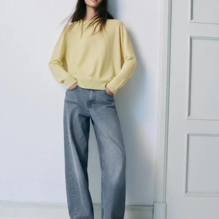 

Ультрамягкий шерстяной длинный вязаный свитер светя, универсальный модный утягивающий свитер ZAAR Pure Desire Lazy Sle, женский модный осень 2025 г.