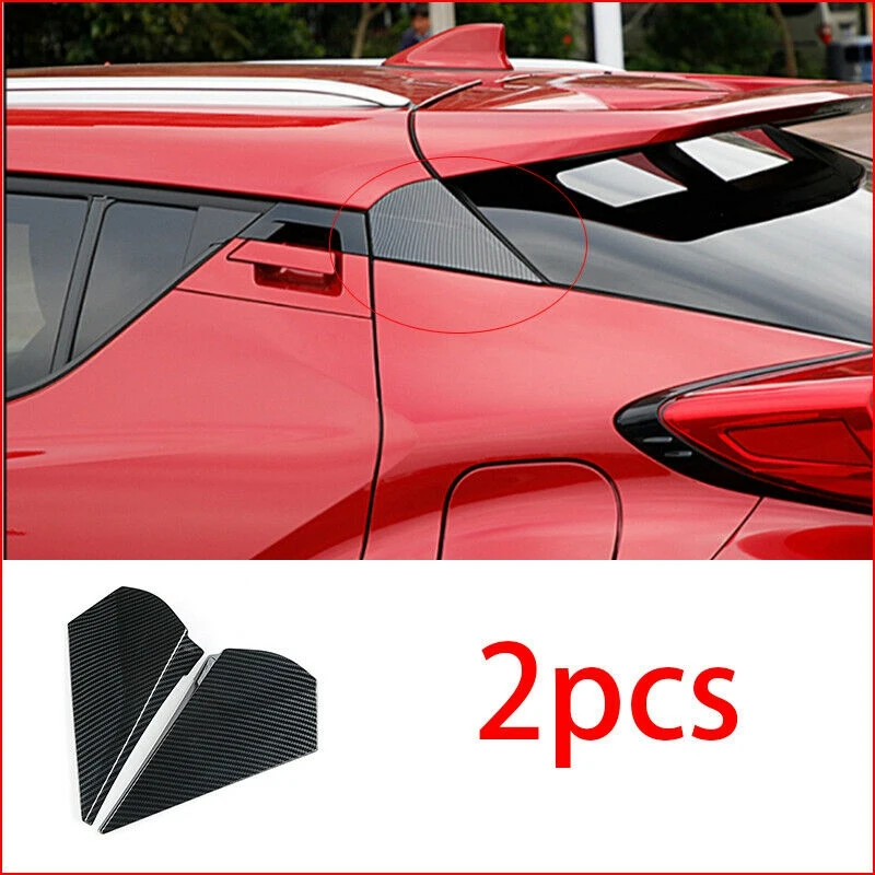 Car Carbon Fiber Color Rear Window Spoiler Triple-Cornered Cover For Toyota C-HR CHR 2016-2018