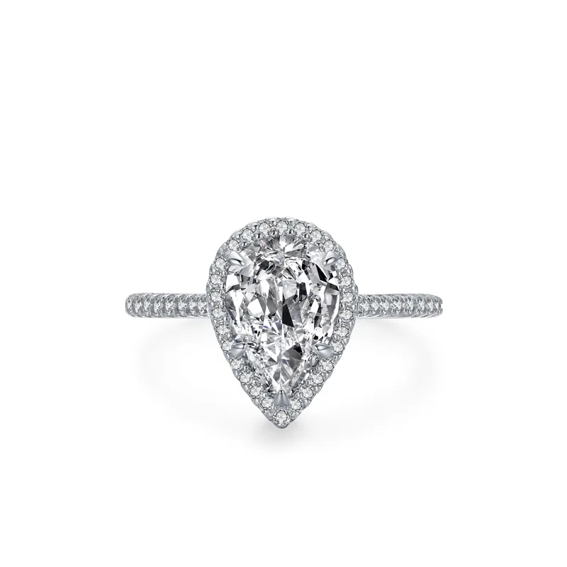 

Apexelle Brand Luxury Jewelry 925 Sterling Silver Rings For Women 3CT Brilliant Water Drop Zircon Ring Fine Jewelry