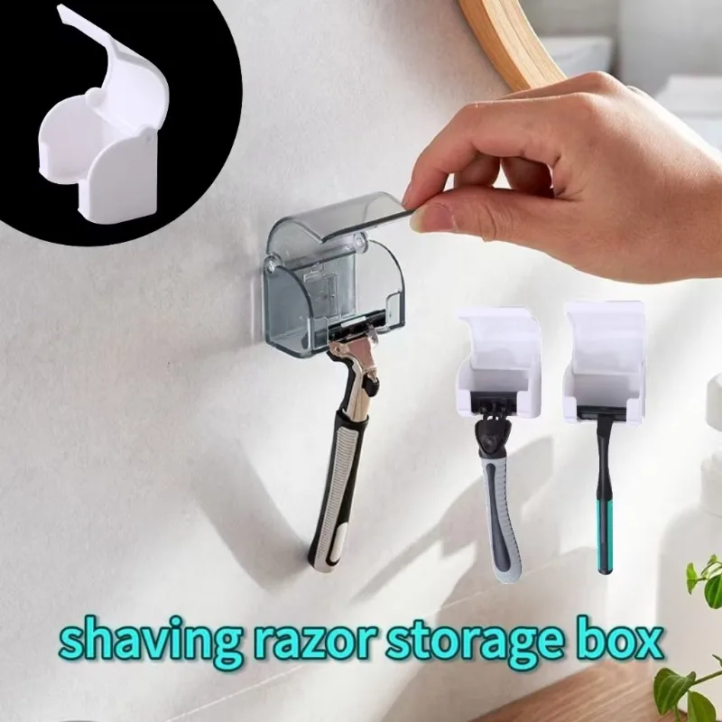 Wasserdichter und staubdichter selbstklebender Rasiererhalter zur Wandmontage für Badezimmer für Duschhaken, Rasierer, Rasierhalter