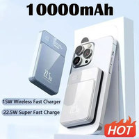 10000mah Magnetic Power Bank 22.5W Qi Wireless Charger Powerbank For Iphone 15 14 13 Samsung Huawei Xiaomi Super Fast Charging