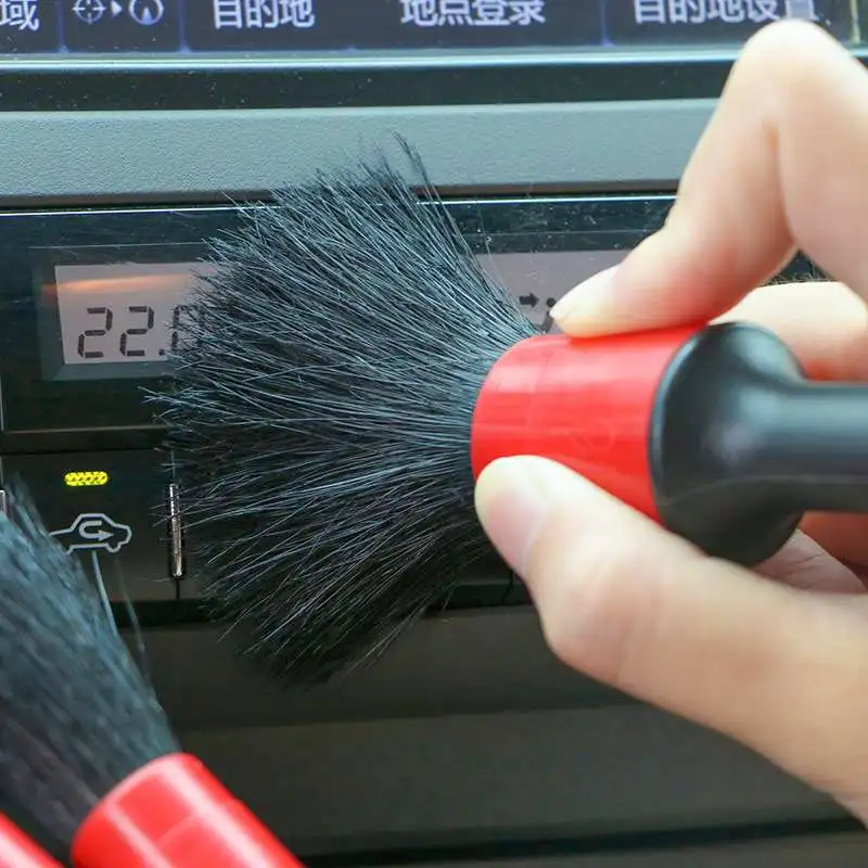 Multifunctional Detail Cleaning Brush Set PP Handle Premium Natural Boar Hair Car Detailing Brush Interior Exterior Accessories