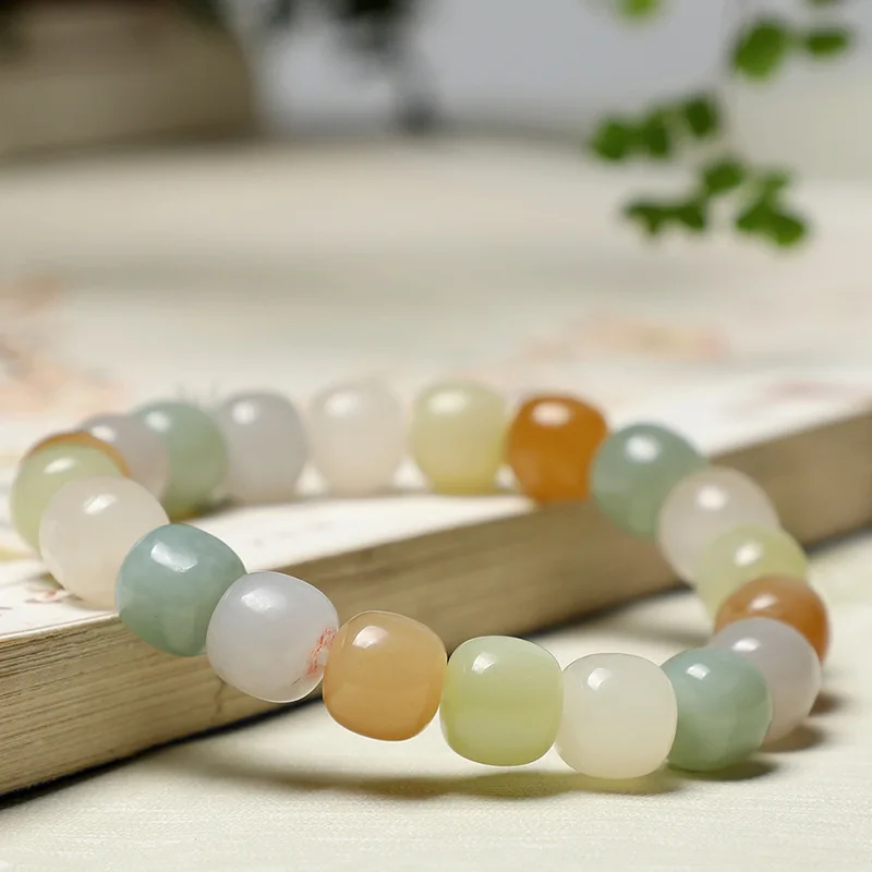 Hotan Jade Multi-Treasure Men And Women, Old-Style Bracelet, Colorful Bead Single-