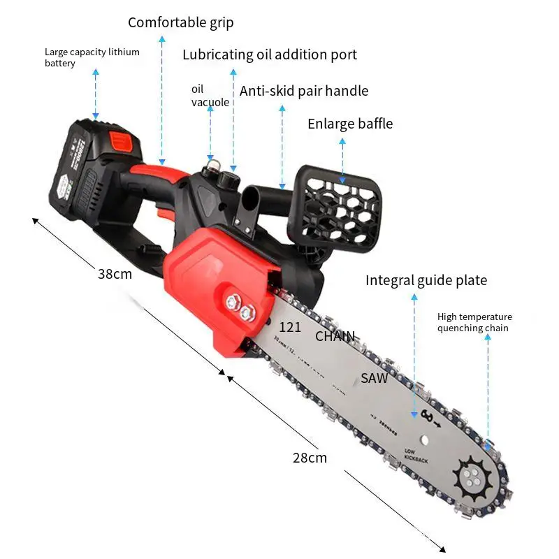 SEESII 12-Inch Brushless Electric Chainsaw For Makita Battery Cordless Chain Saw Firewood Tree Cutting Garden Tool Pruning wer