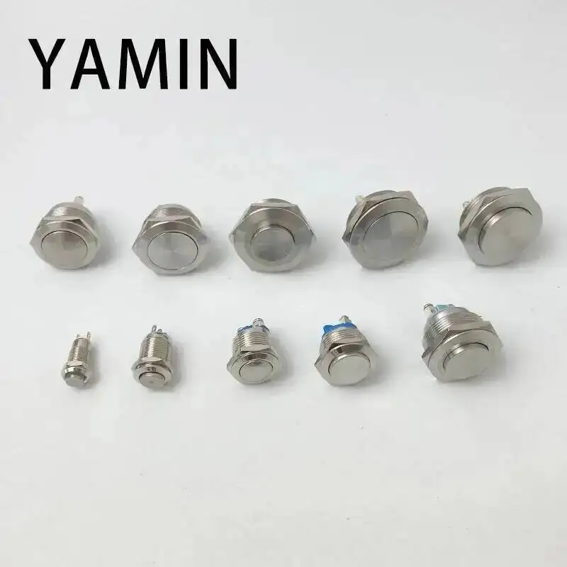Picture 6: 8/10/12/16/19/22/30mm Momentary Reset / Lock Latching Metal Push Button Switch Waterproof Screw Pin Welding Foot