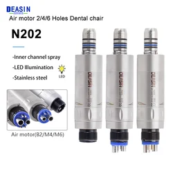 LED Illumination Dental 2/4/6 Hole Low Speed Air Motor With Micro Power Generator E-type Internal Water Spray