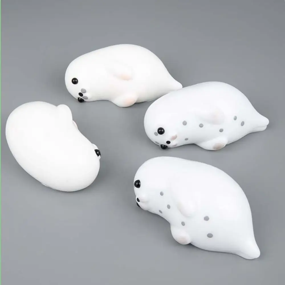 White-Spotted Seal Squeeze Big-Eyed Squshy Texture Lying Down Seal Squishy Cute Design Lying Down Pose Sensory Sensory Play