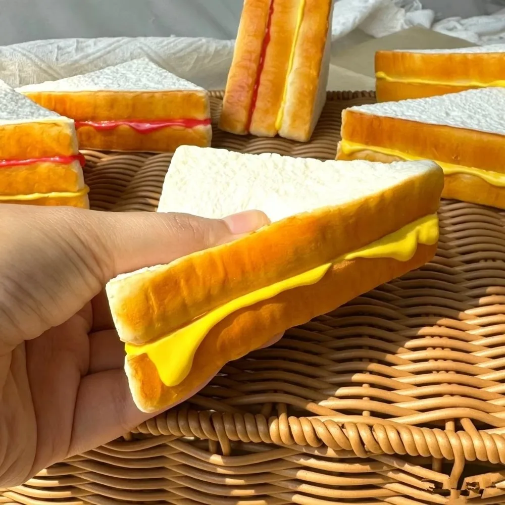Creative PU Sandwich Model Artificial Soft Realistic Fake Bread Food Photography Prop Pressing Toy Bakery Shop Window Display
