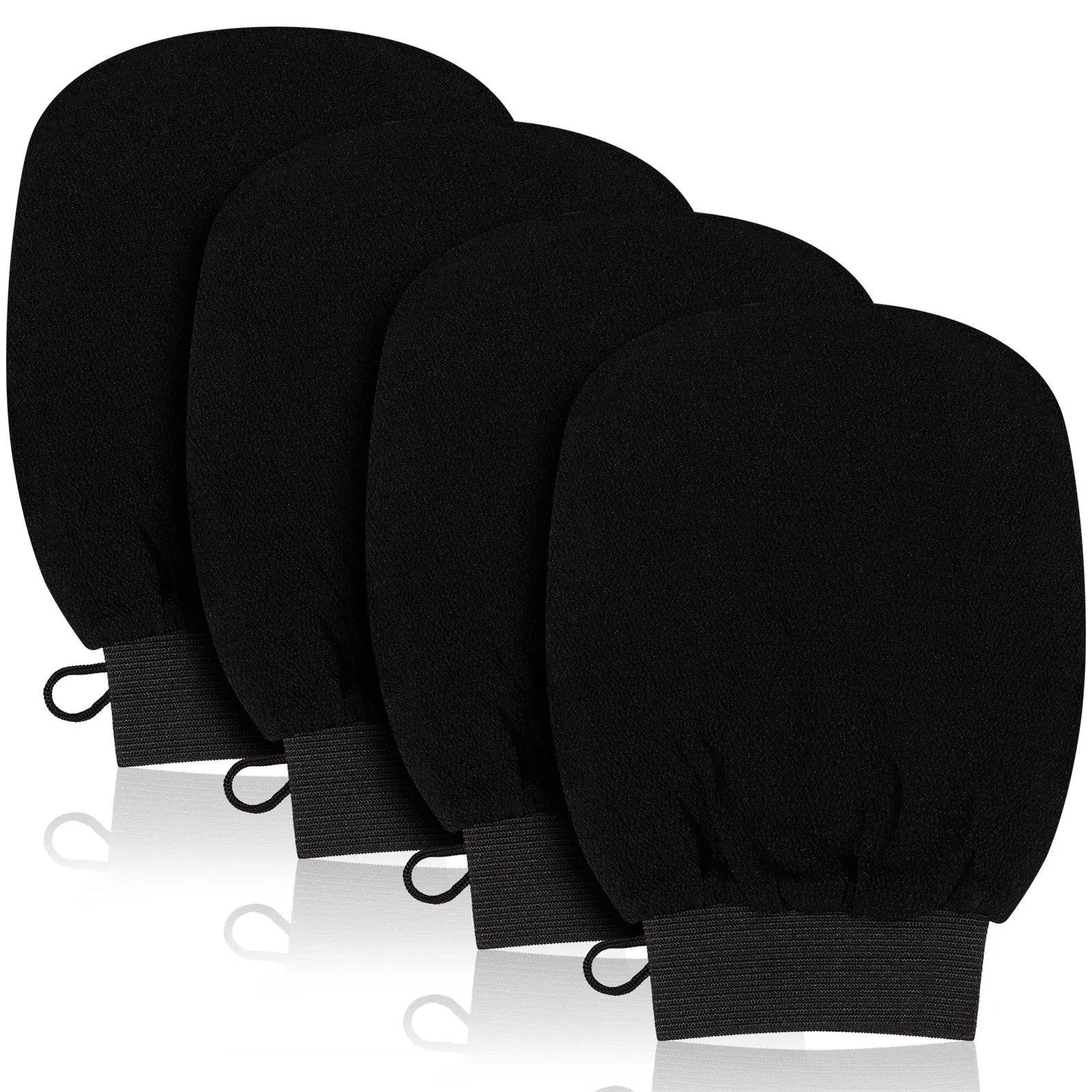 Black Bath Towel Gloves for Bathroom Cleaning 4 Pack Exfoliating Gloves Shower Scrub Gloves Deep Body Bath Mitt Body