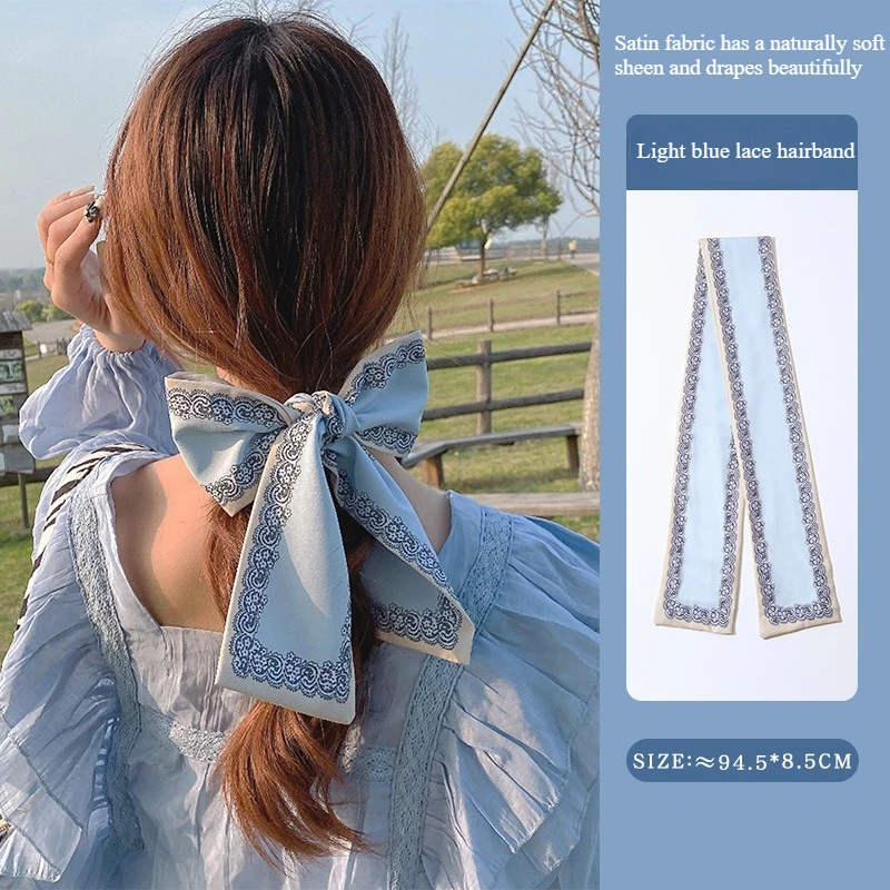 Versatile French-style silk scarf headband – perfect for tying your hair or adorning a bag