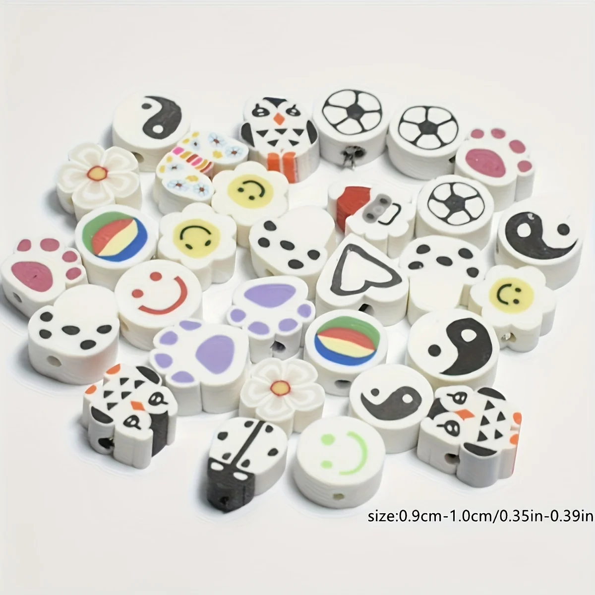 10mm200pcs， Cute mini soft ceramic beads randomly mixed, with various styles available for gifting and DIY jewelry bracelets