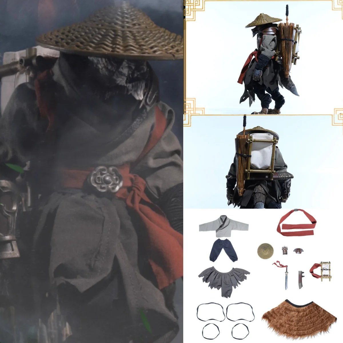 

【Без тела 】Самолет-солдат в масштабе 1/12, красивый соломенный плащ, бамбуковая шляпа, серый халат, набор для 6-дюймовой экшн-фигурки, модель игрушки