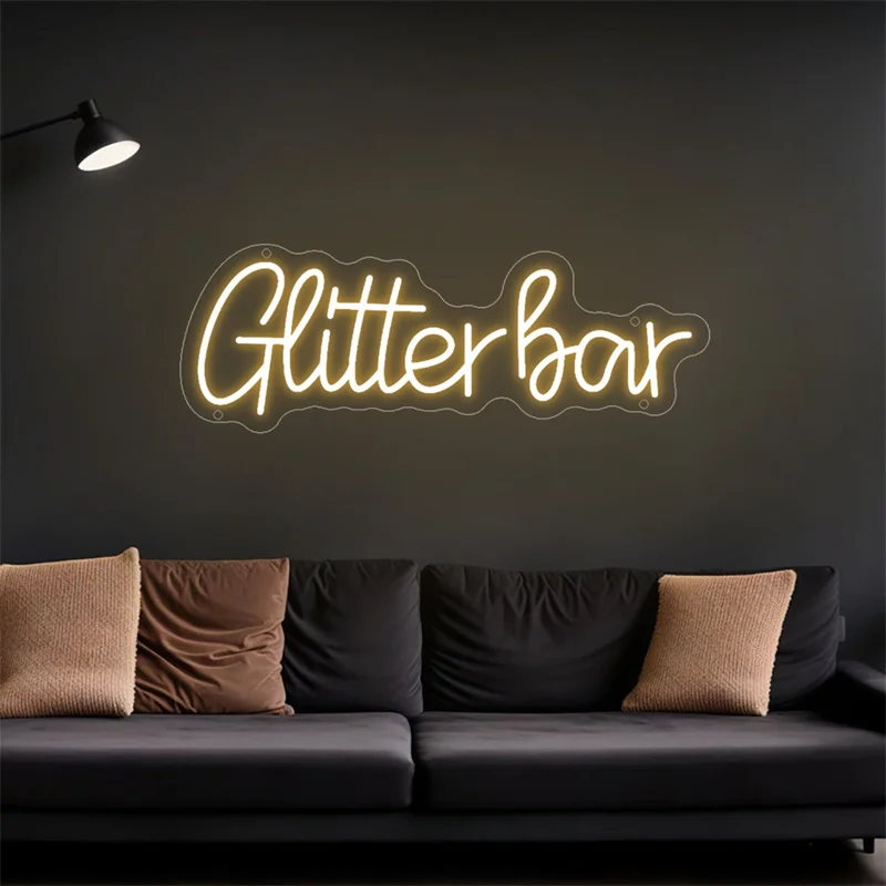 Glitter Bar Neon Led Sign Night Club Bar Party Room Wall Decor LED Neon Lights Bedroom Decoration Flash Bar Club Salon Neon Sign