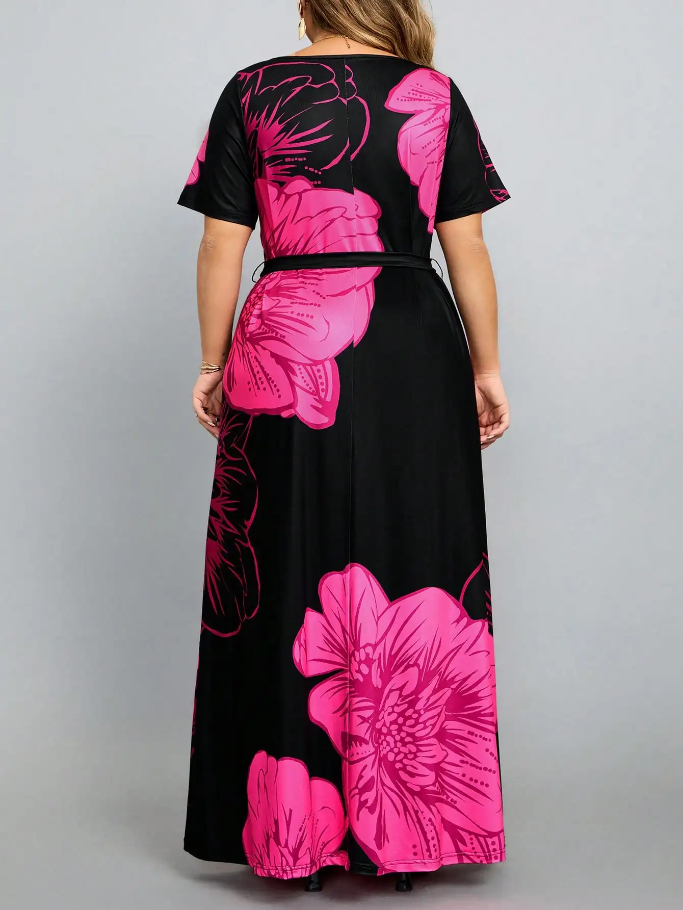 Vestido estampado casual de cintura alta feminino, solto, flores digitais, verão