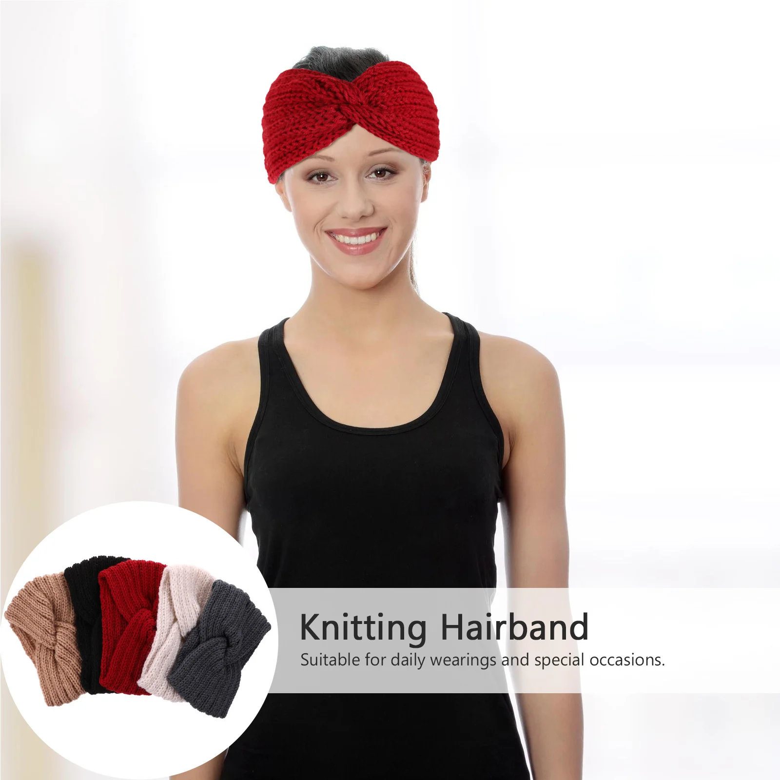 

5Pcs Warm Knitting Wool Headband for Women Fashionable Crochet Ear Warmer Head Wrap Ideal for Cold Weather and Outdoor Use